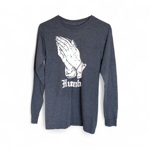 SLC Los Angeles Praying Hands Long Sleeve Dark Gray Tee Size Small God Prayer